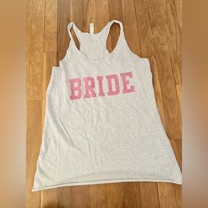 Next Level Apparel Light Gray Tank Top with Pink 'BRIDE' Print